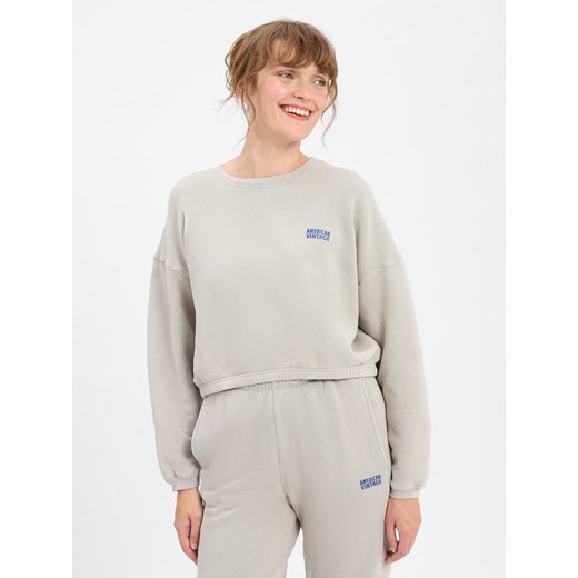 american vintage Bluza damska - Izubird Kobiety Bawełna jasny szary jednolity ze sklepu vangraaf w kategorii Bluzy damskie - zdjęcie 184773328