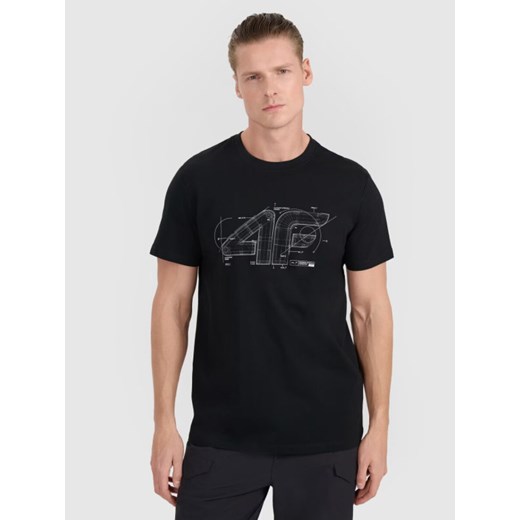 Męski t-shirt z nadrukiem 4F 4FRAW25TTSHM3311 - czarny ze sklepu Sportstylestory.com w kategorii T-shirty męskie - zdjęcie 184776805