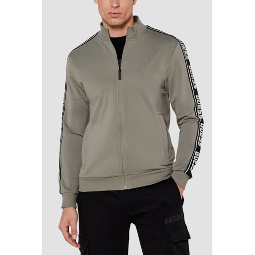 GUESS Zielona męska bluza z lampasami New Arlo, Rozmiar S ze sklepu outfit.pl w kategorii Bluzy męskie - zdjęcie 184777167