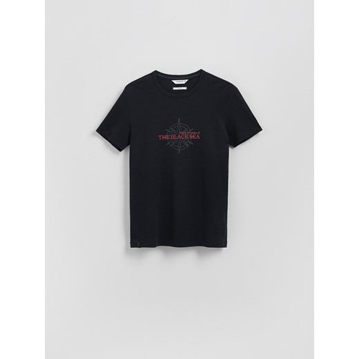 Reserved - T-shirt slim fit z nadrukiem - czarny ze sklepu Reserved w kategorii T-shirty męskie - zdjęcie 184777499