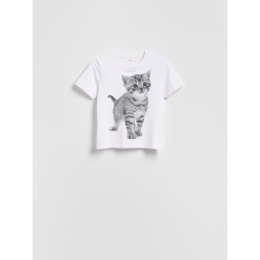 Reserved - T-shirt z nadrukiem - biały ze sklepu Reserved w kategorii Bluzki damskie - zdjęcie 184777597