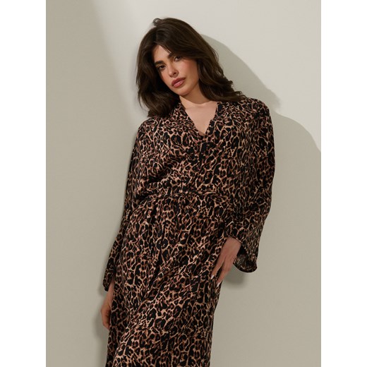 Sinsay - Szlafrok z wiązaniem ze wzorkiem - wielobarwny Sinsay S/M Sinsay