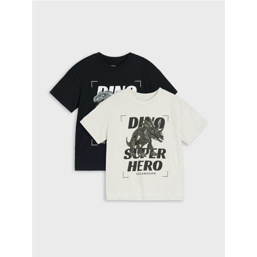 Sinsay - Koszulki z motywem dinozaura 2 pack - czarny ze sklepu Sinsay w kategorii T-shirty chłopięce - zdjęcie 184778766
