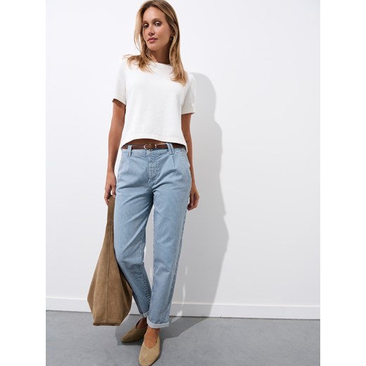 Mohito - Jeansy chino slim z paskiem - błękitny ze sklepu Mohito w kategorii Jeansy damskie - zdjęcie 184779097