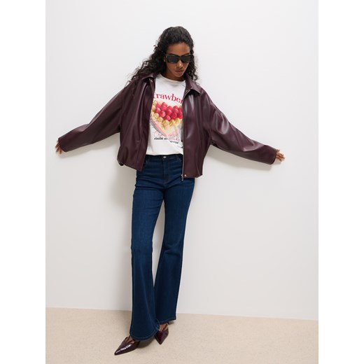 Mohito - Bawełniany t-shirt z nadrukiem - biały Mohito M Mohito