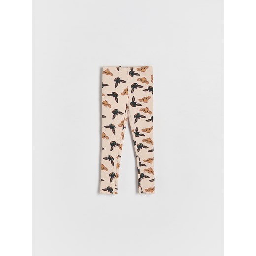 Reserved - Prążkowane legginsy Bing - kremowy ze sklepu Reserved w kategorii Spodnie dziewczęce - zdjęcie 184779329
