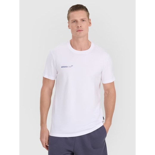 Męski t-shirt z nadrukiem 4F 4FRSS25TTSHM2853 - biały ze sklepu Sportstylestory.com w kategorii T-shirty męskie - zdjęcie 184780009
