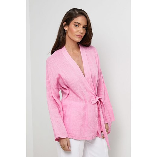 Rodier Lin Lniany kardigan w kolorze jasnoróżowym Rodier Lin M/L wyprzedaż Limango Polska