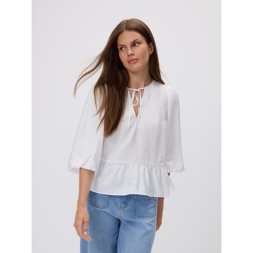 Reserved - Wiskozowa bluzka z wiązaniem - biały Reserved L Reserved