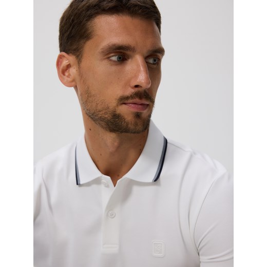 Reserved - Koszulka polo z merceryzowaną bawełną - biały ze sklepu Reserved w kategorii T-shirty męskie - zdjęcie 184780505