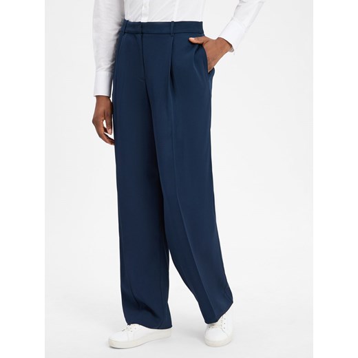 Tommy Hilfiger Damskie spodnie materiałowe Kobiety wiskoza granatowy jednolity ze sklepu vangraaf w kategorii Spodnie damskie - zdjęcie 184781655