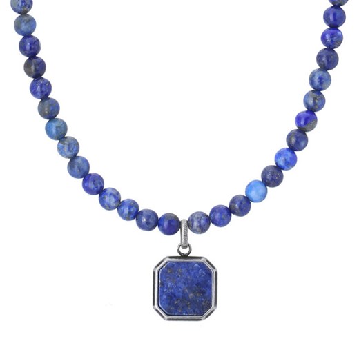 Męski naszyjnik z lapisu lazuli z zawieszką kamienie naturalne ze sklepu manoki.pl w kategorii Naszyjniki męskie - zdjęcie 184785789