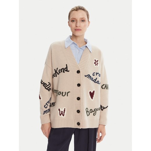 Weekend Max Mara Kardigan Belgio 2525346082 Beżowy Relaxed Fit ze sklepu MODIVO w kategorii Swetry damskie - zdjęcie 184787745