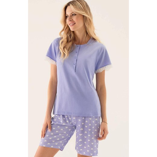 Bawełniana piżama damska z rozpinaną górą fioletowa 2419, Kolor fioletowy, Rozmiar 38, INFIORE ze sklepu Primodo w kategorii Piżamy damskie - zdjęcie 184788819