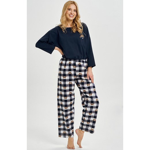 Bawełniana piżama damska granatowa Astrid 3441, Kolor granatowy-kratka, Rozmiar XL, Taro ze sklepu Primodo w kategorii Piżamy damskie - zdjęcie 184788986
