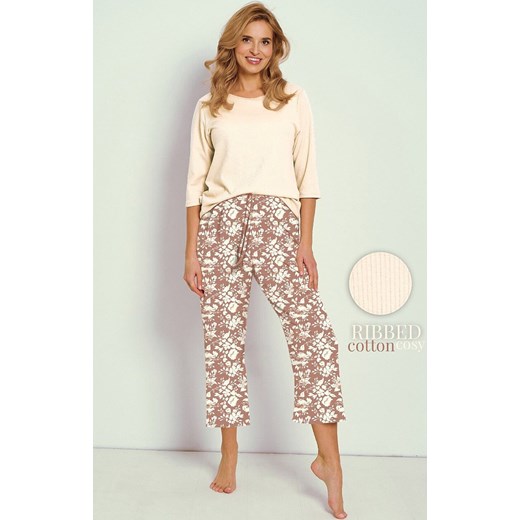 Bawełniana piżama damska 3/4 Grace 3479, Kolor kremowo-brązowy, Rozmiar XL, Taro ze sklepu Primodo w kategorii Piżamy damskie - zdjęcie 184788989