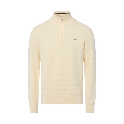 Gant Męska koszulka z dzianiny Mężczyźni Bawełna écru wypukły wzór tkaniny - id: 776846-0001-09940 - marki Gant - 184791086 Gant Męska koszulka z dzianiny Mężczyźni Bawełna écru wypukły wzór tkaniny ze sklepu vangraaf w kategorii Swetry męskie - zdjęcie 184791086