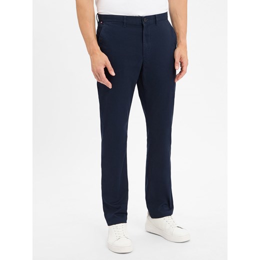 Tommy Hilfiger Męskie spodnie chino - Denton Mężczyźni Bawełna granatowy jednolity ze sklepu vangraaf w kategorii Spodnie męskie - zdjęcie 184791139