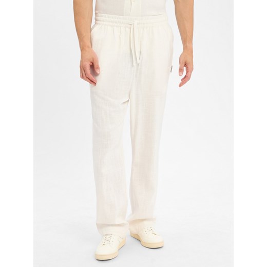 PEGADOR Spodnie z zawartością lnu - Lavus Mężczyźni wiskoza écru jednolity ze sklepu vangraaf w kategorii Spodnie męskie - zdjęcie 184791145