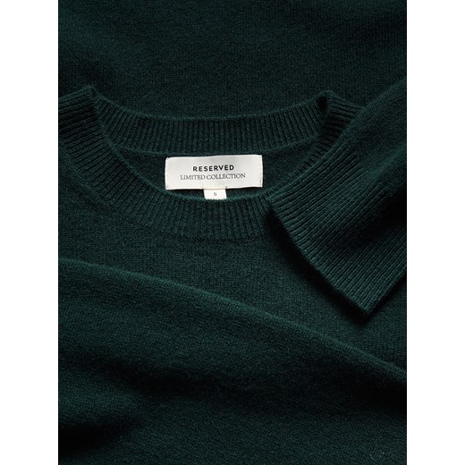 Reserved - Wełniany sweter - ciemnozielony Reserved S Reserved