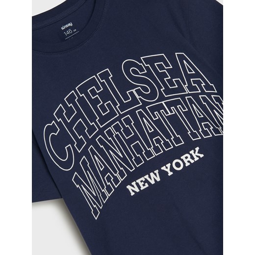 Sinsay - Koszulka z nadrukiem - granatowy Sinsay 146 (10-11 l) Sinsay