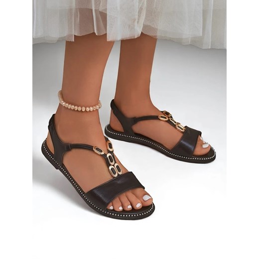 Royalfashion Damskie sandały z ozdobnymi paseczkami  Siena Glow ze sklepu royalfashion.pl w kategorii Sandały damskie - zdjęcie 184794987