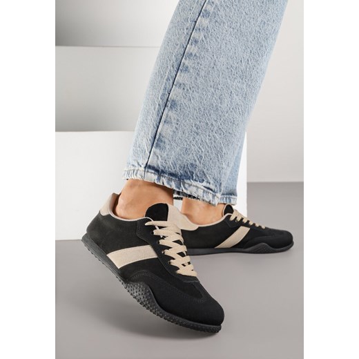 Czarno-Beżowe Sneakersy Ozdobione Tłoczeniem Halennesa ze sklepu renee.pl w kategorii Buty sportowe damskie - zdjęcie 184795429