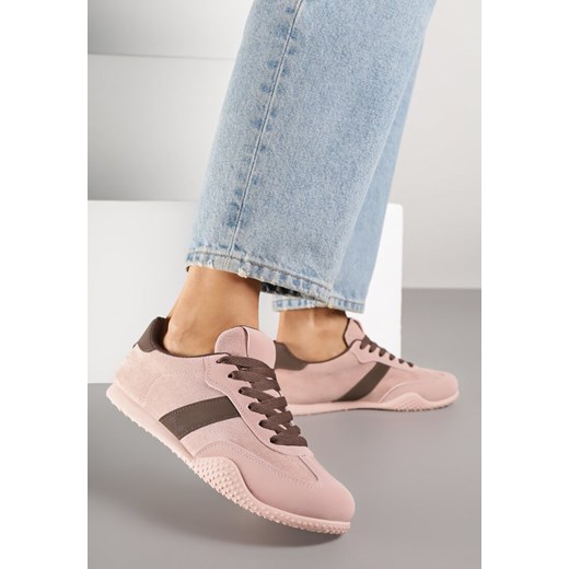 Różowo-Brązowe Sneakersy Ozdobione Tłoczeniem Halennesa ze sklepu renee.pl w kategorii Buty sportowe damskie - zdjęcie 184795435