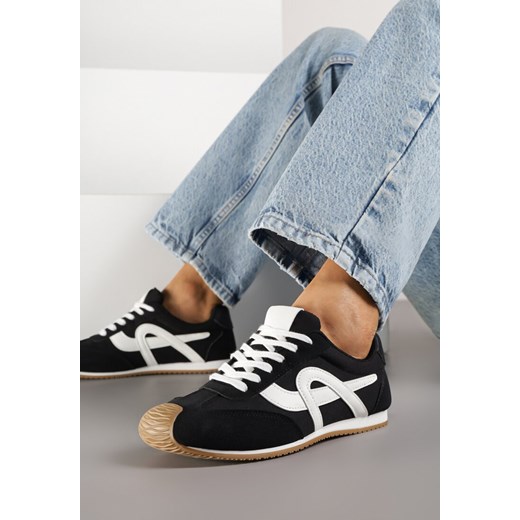 Czarne Sneakersy Ozdobione Geometrycznym Motywem Ardetia ze sklepu born2be.pl w kategorii Buty sportowe damskie - zdjęcie 184795646