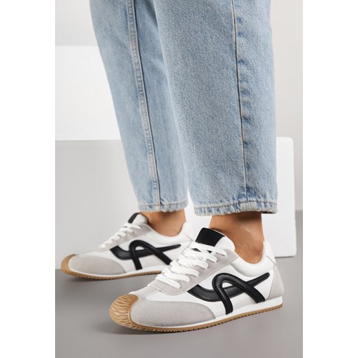 Białe Sneakersy Ozdobione Geometrycznym Motywem Ardetia ze sklepu born2be.pl w kategorii Buty sportowe damskie - zdjęcie 184795658