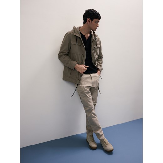 Reserved - Longsleeve slim fit w prążek - czarny ze sklepu Reserved w kategorii T-shirty męskie - zdjęcie 184796976