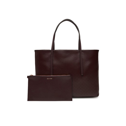 Calvin Klein Torebka Emblem Aop Small Tote LV04F3267G Bordowy ze sklepu MODIVO w kategorii Torby Shopper bag - zdjęcie 184797765