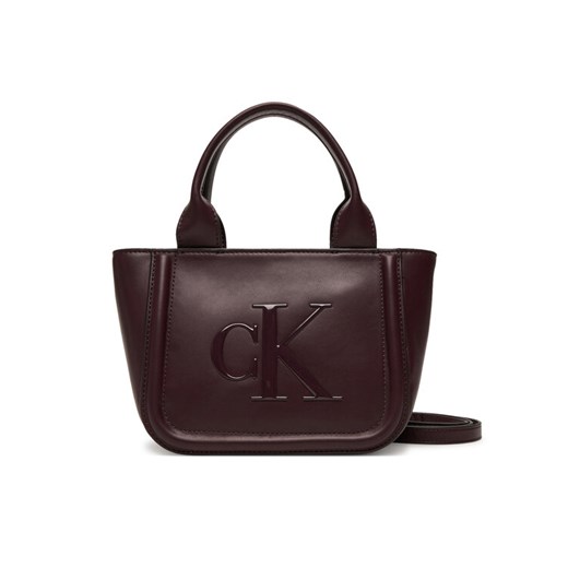 Calvin Klein Torebka Bold Ck Small Tote With Strap LV04F3219G Bordowy ze sklepu MODIVO w kategorii Torby Shopper bag - zdjęcie 184797779