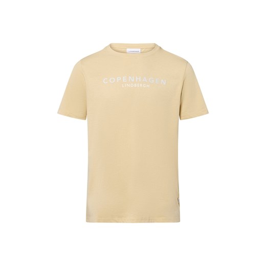 Lindbergh T-shirt męski Mężczyźni Bawełna piaskowy jednolity ze sklepu vangraaf w kategorii T-shirty męskie - zdjęcie 184798909