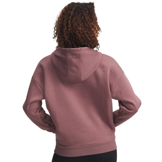 Damska bluza dresowa nierozpinana z kapturem Under Armour Project Rock Icon Fleece - różowa ze sklepu Sportstylestory.com w kategorii Bluzy damskie - zdjęcie 184799558