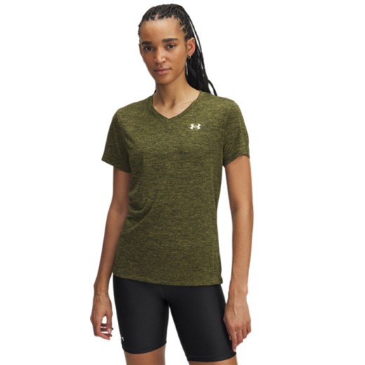Damska koszulka treningowa Under Armour Tech SSV- Twist - khaki ze sklepu Sportstylestory.com w kategorii Bluzki damskie - zdjęcie 184799597