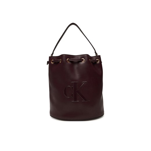 Torebka Calvin Klein Bold Ck Large Bucket Bag LV04F3232G Bordowy ze sklepu eobuwie.pl w kategorii Kopertówki - zdjęcie 184799796