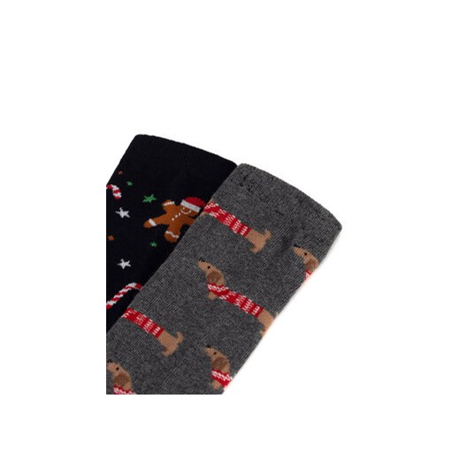 Zestaw 2 par wysokich skarpet męskich Lasocki 2MB-002-AW24 (2-pack) Szary Lasocki 43_46 eobuwie.pl