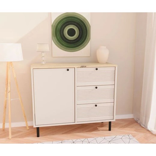 Komoda z 3 szufladami 100 cm kaszmir + dąb artisan - Zoani 3X Elior One Size Edinos.pl
