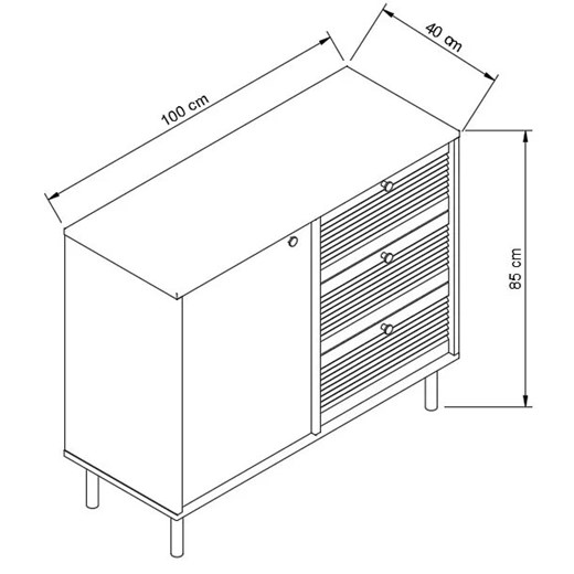 Komoda z 3 szufladami 100 cm kaszmir + dąb artisan - Zoani 3X Elior One Size Edinos.pl