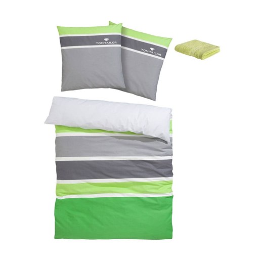 Tom Tailor home Komplet pościeli renforcé &quot;Felix&quot; w kolorze zielono-szarym - 200 x 135 cm ze sklepu Limango Polska w kategorii Pościele - zdjęcie 184801346