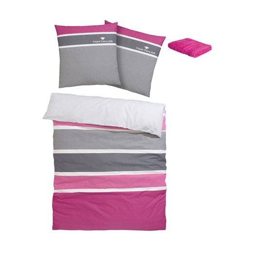 Tom Tailor home Komplet pościeli renforcé &quot;Felix&quot; w kolorze różowo-szarym - 200 x 135 cm ze sklepu Limango Polska w kategorii Pościele - zdjęcie 184801349