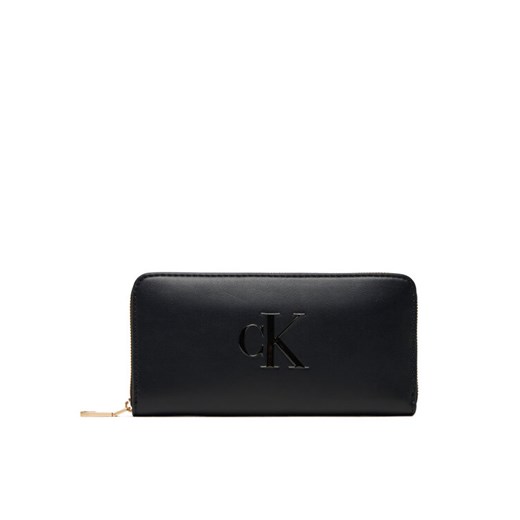 Duży Portfel Damski Calvin Klein Bold Ck Long Zip Around LV04F1077G Czarny ze sklepu eobuwie.pl w kategorii Portfele damskie - zdjęcie 184801635