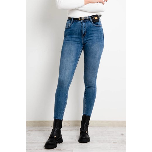 NIEBIESKIE SPODNIE JEANSOWE Z PASKIEM W ZESTAWIE-WYSOKI STAN ze sklepu olika.com.pl w kategorii Jeansy damskie - zdjęcie 184809287