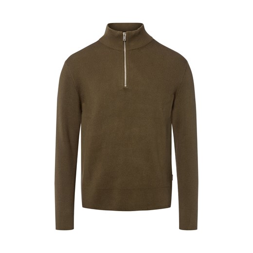 Lindbergh Męski sweter z dzianiny Mężczyźni brązowy jednolity ze sklepu vangraaf w kategorii Swetry męskie - zdjęcie 184813328