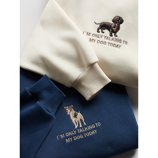 Reserved - Bluza z ozdobnym haftem - kremowy Reserved S Reserved