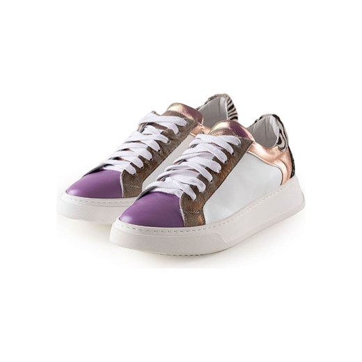 Anna Morellini Skórzane sneakersy &quot;Biama&quot; w kolorze kremowo-fioletowym ze sklepu Limango Polska w kategorii Trampki damskie - zdjęcie 184817796
