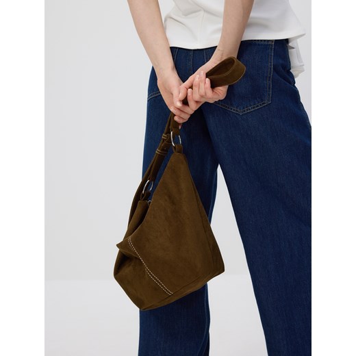 Reserved - Torebka crossbody z imitacji zamszu - zielony ze sklepu Reserved w kategorii Listonoszki - zdjęcie 184818385