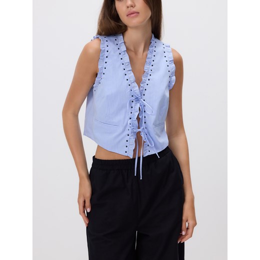 Reserved - Kamizelka z wiązaniem - jasnoniebieski ze sklepu Reserved w kategorii Kamizelki damskie - zdjęcie 184819338