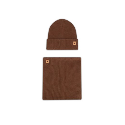 Komplet czapka i komin Action Boy 8KF-002-AW24 Brązowy ze sklepu eobuwie.pl w kategorii Czapki dziecięce - zdjęcie 184819828